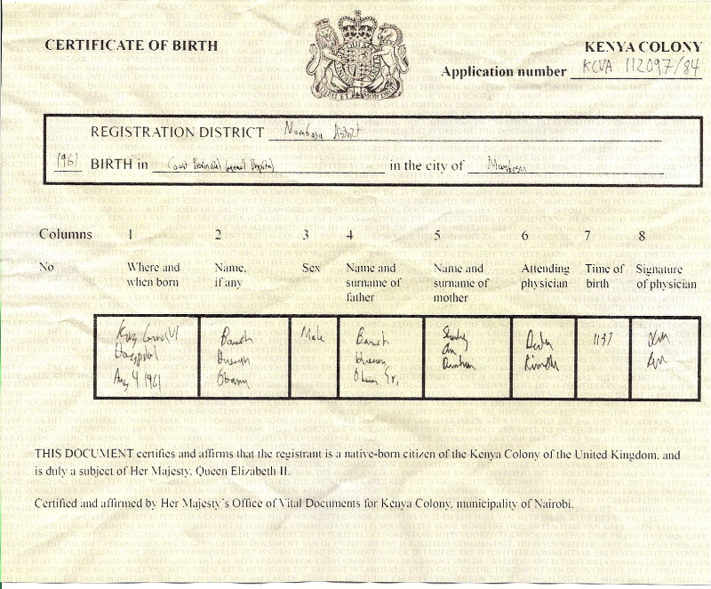 obama's Kenyan Birth Certificate