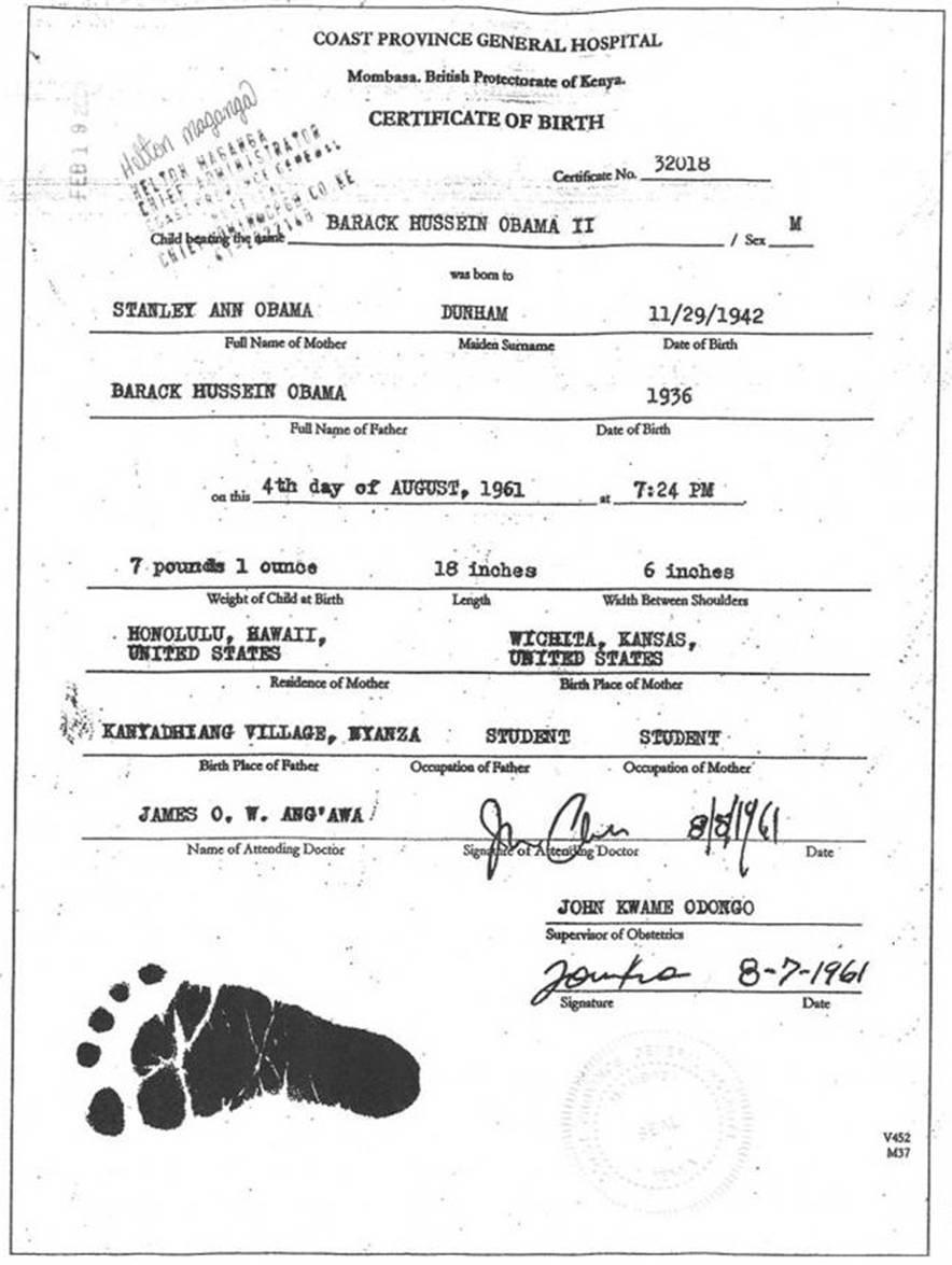 Obama certificate of live birth