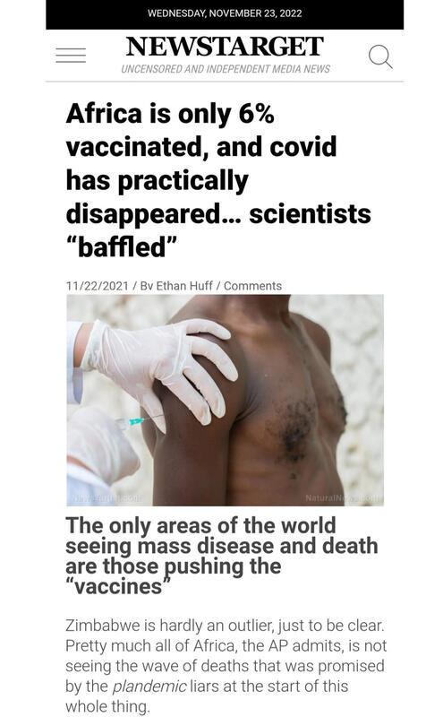 only 6% of Africa is vaccinated, the only areas in the world seeing mass disease are the ones pushing vaccines. 
