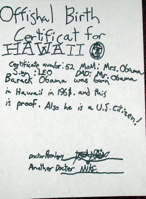 The 'oh so phoney' birth certificate he submitted