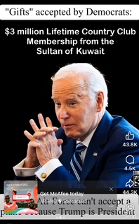 Biden received a 3 million dollar lifetime country club membership courtsy of Kuwait