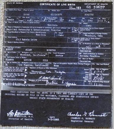 We know that all the original Certificates of Live Birth were microfilmed because we can see the Nordyke certificate was microfilmed